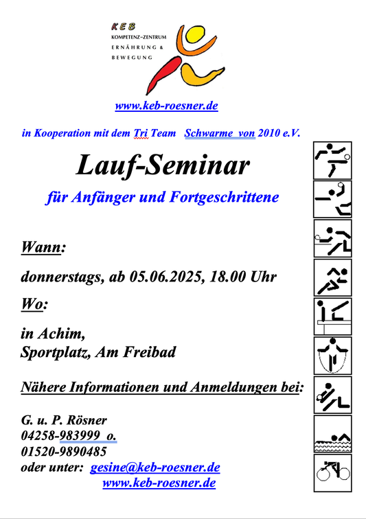 Jetzt schnell anmelden !!!! Neues Laufseminar beginnt ab Donnerstag, 05.06.2025, 18:15 Uhr