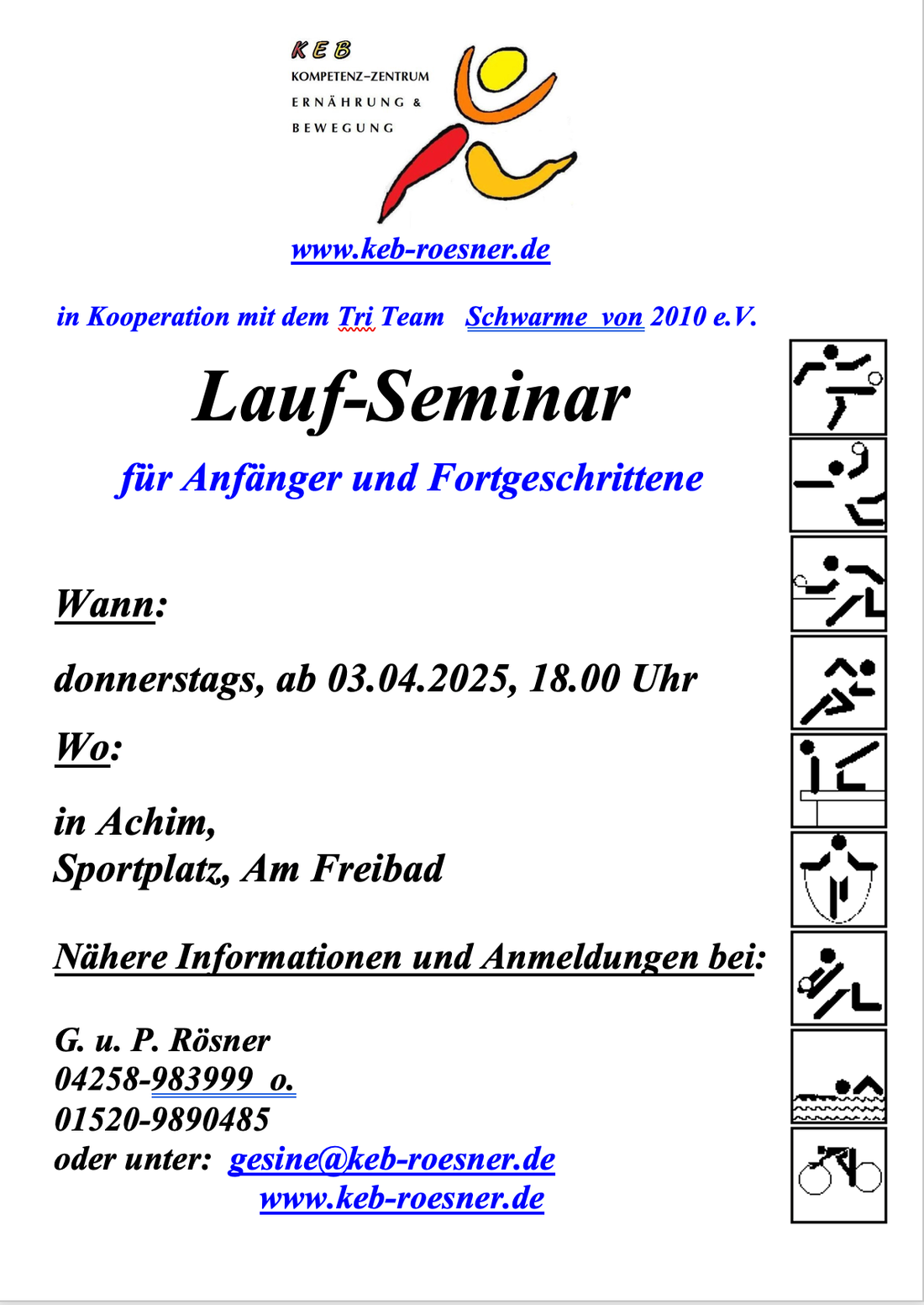 Jetzt schnell anmelden !!!! Neues Laufseminar beginnt ab Donnerstag, 03.04.2025, 18:15 Uhr